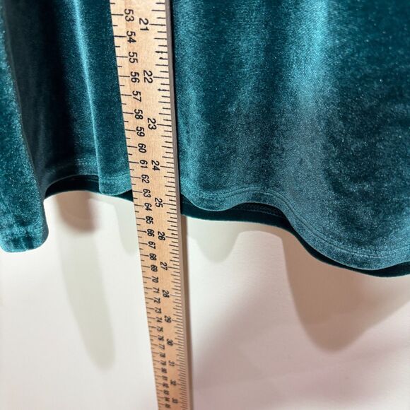 Express Teal Green Velvet Top Women L Short Sleeves Whimsigoth Fairy Romantic - Picture 3 of 7
